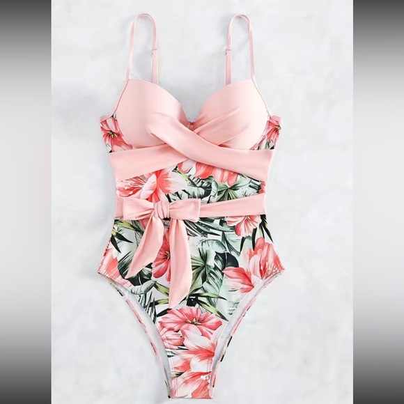 Boho tropical floral print one piece swimsuit - Picture 8 of 16